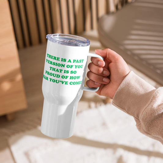 Past Version Travel mug with a handle - Green Print