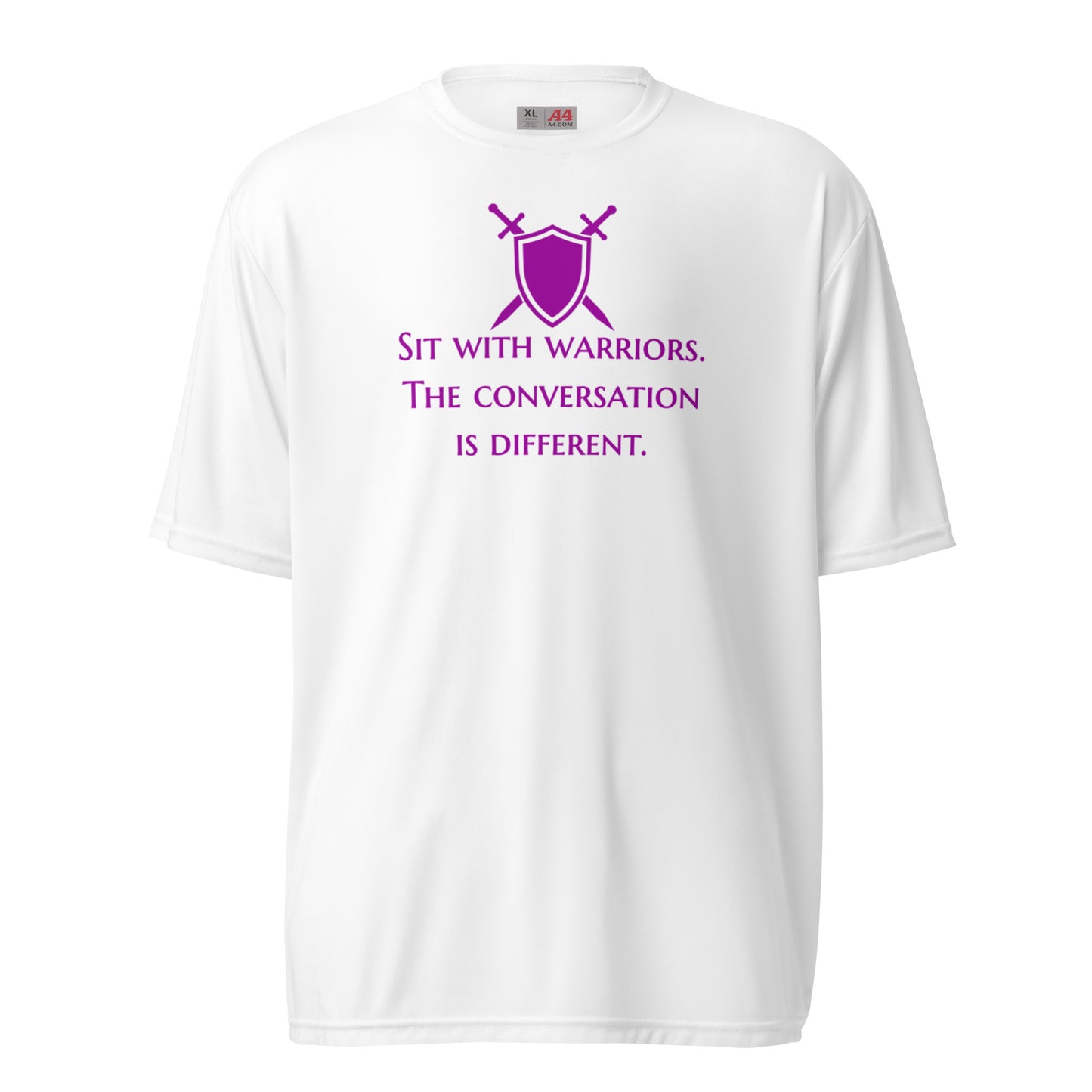 Sit With Warriors unisex performance crew neck t-shirt - Purple Print