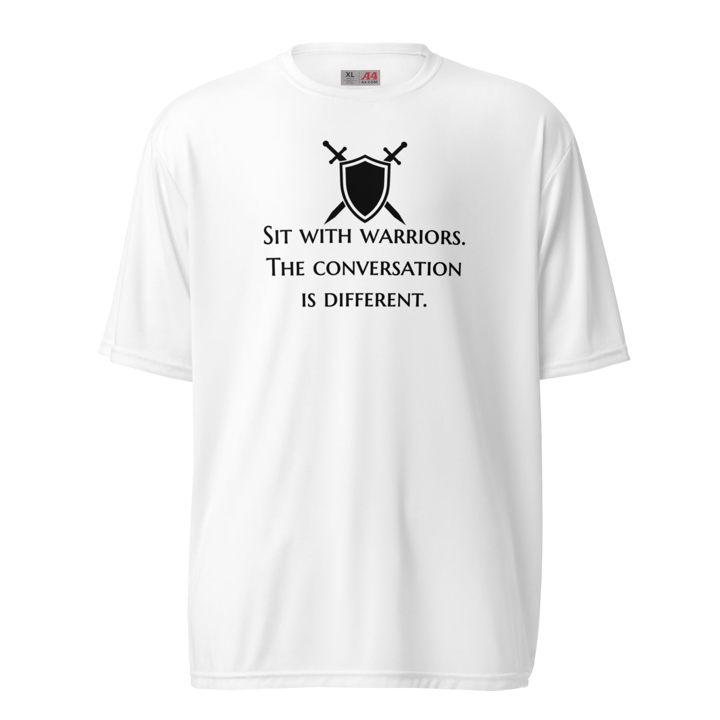 Sit With Warriors unisex performance crew neck t-shirt - Black Print