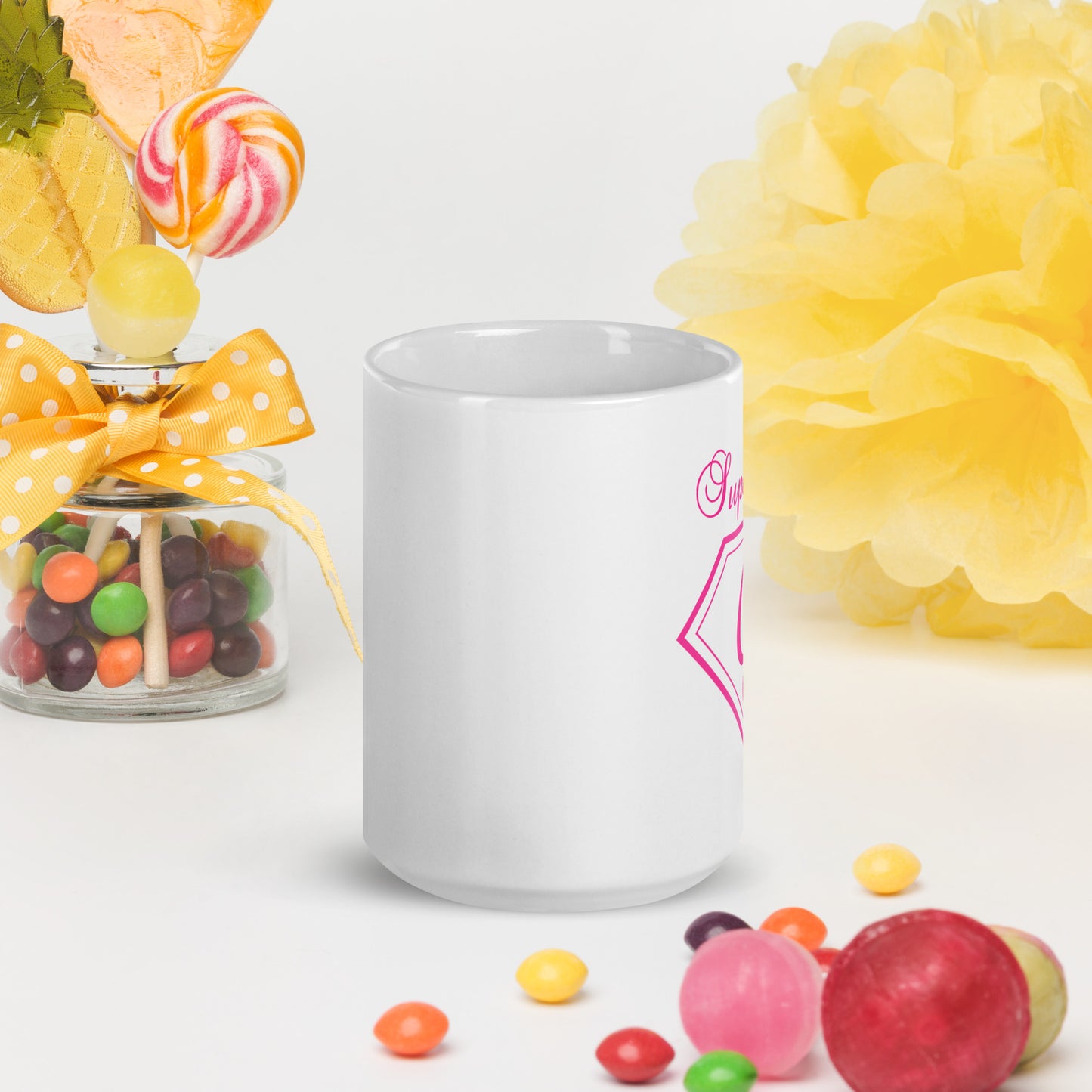 Super Gigi white glossy mug - Pink Print