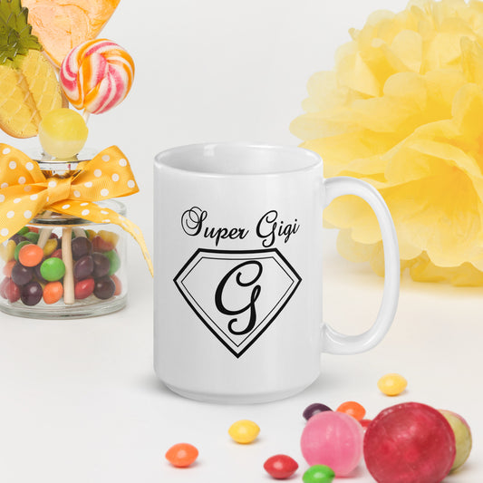 Super Gigi white glossy mug - Black Print