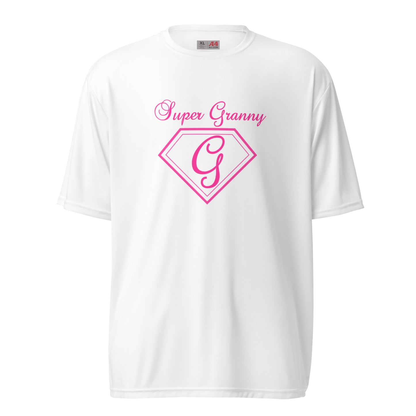 Super Granny unisex performance crew neck t-shirt - Pink Print